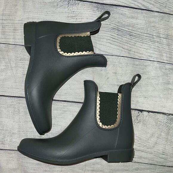 Jack Rogers Sallie Rain Boots Gray Pull-On Ankle Wellies sz 6 - Picture 2 of 8